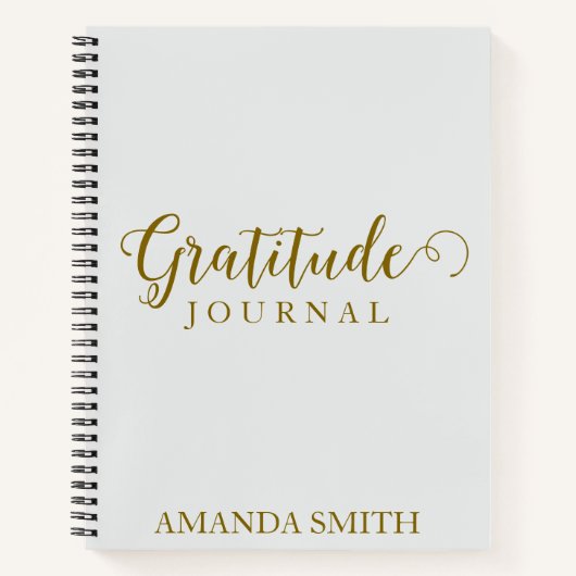 シルバーパーソナライズされた感謝ジャーナル金ゴールドプリント ノートブック (正面)