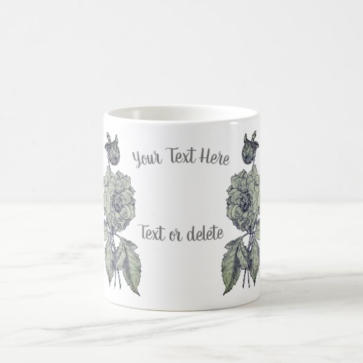 シルバーパーソナライズされた牡丹 コーヒーマグカップ (中央)