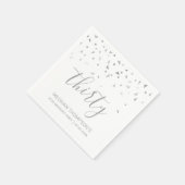 シルバーパーソナライズされた紙吹雪30歳の誕生日パーティー スタンダードカクテルナプキン (角)