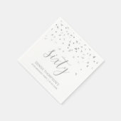 シルバーパーソナライズされた紙吹雪60歳の誕生日パーティー スタンダードカクテルナプキン (角)