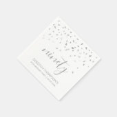 シルバーパーソナライズされた紙吹雪90歳の誕生日パーティー スタンダードカクテルナプキン (角)