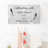 シルバーパーソナライズされた結婚周年記念 横断幕 (インサイチュ)