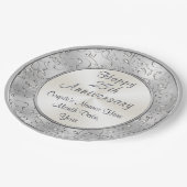 シルバーパーソナライズされた25周年紙プレート ペーパープレート (アングル)