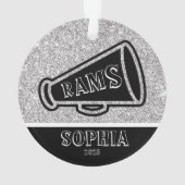 シルバーパーソナライズされた&ブラックチアリーティングオーナメント オーナメント (裏面)