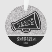 シルバーパーソナライズされた&ブラックチアリーティングオーナメント オーナメント (正面)