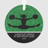 シルバーパーソナライズされた&ブラックチアリーティングオーナメント オーナメント (裏面)