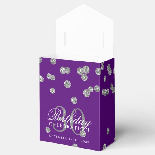 シルバーパープルありがとう30th誕生日コンフェッティ フェイバーボックス (オープン)