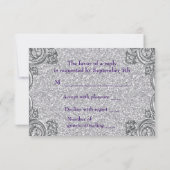 シルバーパープルとピンクマスカレードパーティーRSVP 出欠カード (裏面)