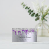 シルバーパープルのグリッタードリップのメイクアップ髪 名刺 (スタンド正面)