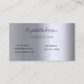 シルバーパープルのグリッタードリップのメイクアップ髪 名刺 (裏面)