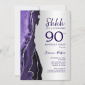 シルバーパープルアガテサプライズ90誕生日 招待状 (正面)