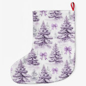 シルバーパープルクリスマスツリーズ ラージクリスマスストッキング (裏面)