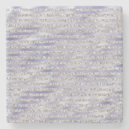 シルバーパープルグリジーグリッターストライプ ストーンコースター