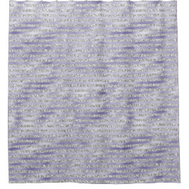 シルバーパープルグリッジーグリッターストライプズ シャワーカーテン