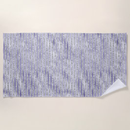シルバーパープルグリッジーグリッターストライプズ ビーチタオル