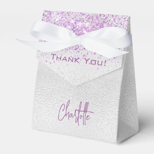 シルバーパープルグリッターの輝感謝していき名前 フェイバーボックス (正面サイド)