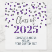 シルバーパープルグリッタークラス2025卒業 ワインラベル (シングルラベル)