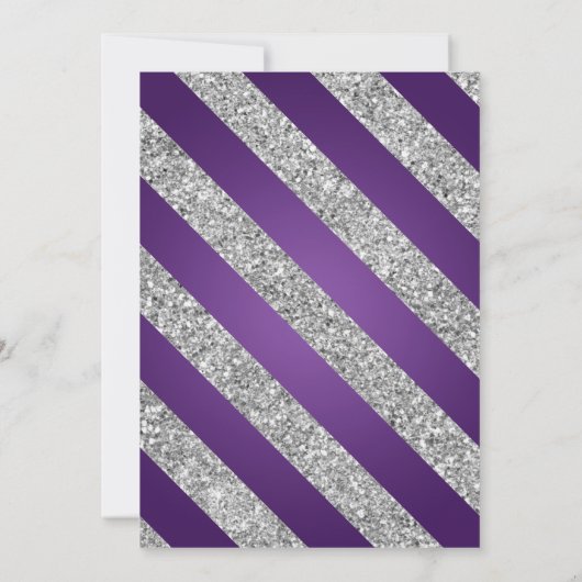 シルバーパープルグリッタースノーフレーククリスマスズホリデーパーティ 招待状 (裏面)