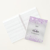 シルバーパープルグリッターダスト名モノグラム金属 ノートブック (内部)