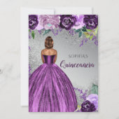 シルバーパープルグリッタードレスキンセアニラクインズ 招待状 (正面)