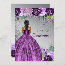 シルバーパープルグリッタードレスキンセアニラクインズ 招待状