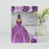 シルバーパープルグリッタードレスクインセアニラカンス 招待状 (スタンド正面)