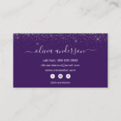 シルバーパープルグリッターヘアメイクアップサロン 名刺 (裏面)
