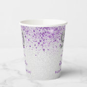 シルバーパープルグリッター名前をカスタムする90歳 紙コップ (左)