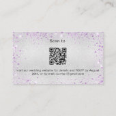 シルバーパープルグリッター結婚のウェブサイトRSVP QRコード エンクロージャーカード (裏面)