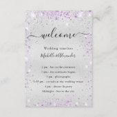 シルバーパープルグリッター結婚式プログラム エンクロージャーカード (正面)