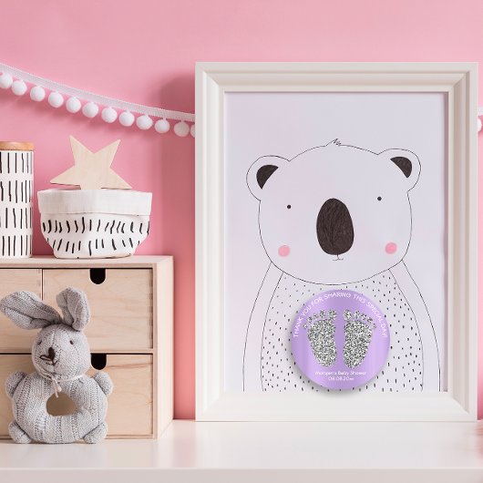 シルバーパープルグリッター足ベビーシャワー感謝してい好み ラウンドシール