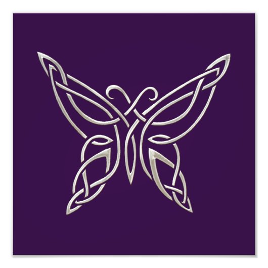 シルバーパープルケルト蝶カーリングノット フォトプリント            (正面)