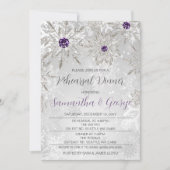 シルバーパープルスノーフレークスウィンターリハーサルディナー 招待状 (正面)