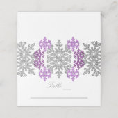 シルバーパープルスノーフレーク冬の結婚式 プレイスカード (外部開封)