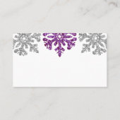 シルバーパープルスノーフレーク冬の結婚式 プレイスカード (裏面)