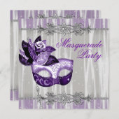 シルバーパープルスパープルマスカレードパーティー 招待状 (正面/裏面)