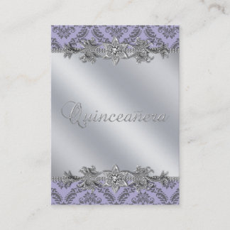 シルバーパープルダマスクの名刺テンプレート 名刺