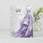 シルバーパープルドレスウィンタースノーフレークキンセアニラ 招待状 (スタンド正面)