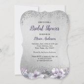シルバーパープルドレスフローラブライダルシャワー招待状 招待状 (裏面)