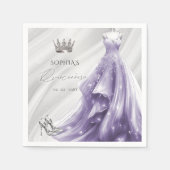 シルバーパープルドレスプリンセスキンセアニラ スタンダードカクテルナプキン (正面)