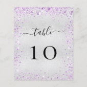 シルバーパープルバイオレットグリッターテーブル番号カード (裏面)