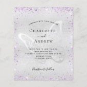 シルバーパープルバタフライバジェット結婚式招待状 チラシ (正面)