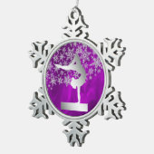 シルバーパープルバランスビーム体操選手 スノーフレークピューターオーナメント (右)