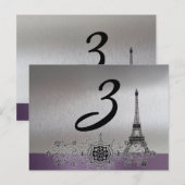 シルバーパープルパリのテーブルナンバー ポストカード (正面/裏面)