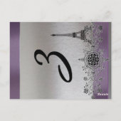 シルバーパープルパリ垂直テーブル番号 ポストカード (裏面)