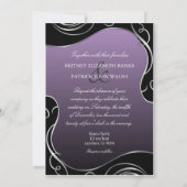 シルバーパープルピーコックフェザー結婚式招待状 招待状 (裏面)