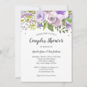 シルバーパープルフローラカップルシャワー招待状 招待状 (正面)