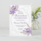 シルバーパープルフローラ水彩キンセアニェラ 招待状 (スタンド正面)