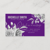 シルバーパープルフローラ水色モダン  名刺 (裏面)