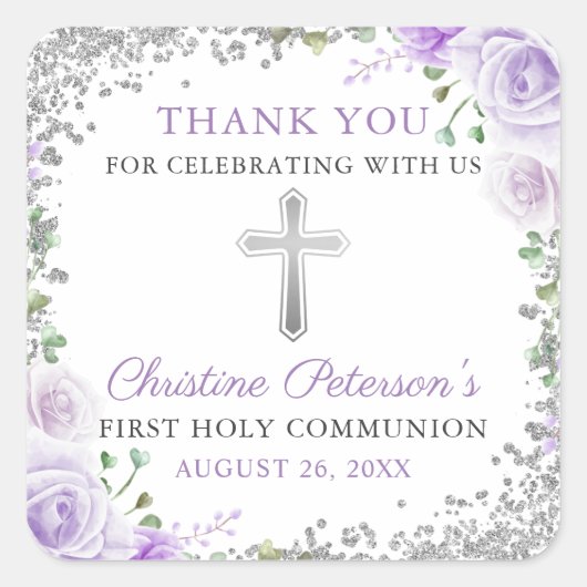 シルバーパープルフローラ第1聖餐式 スクエアシール (正面)